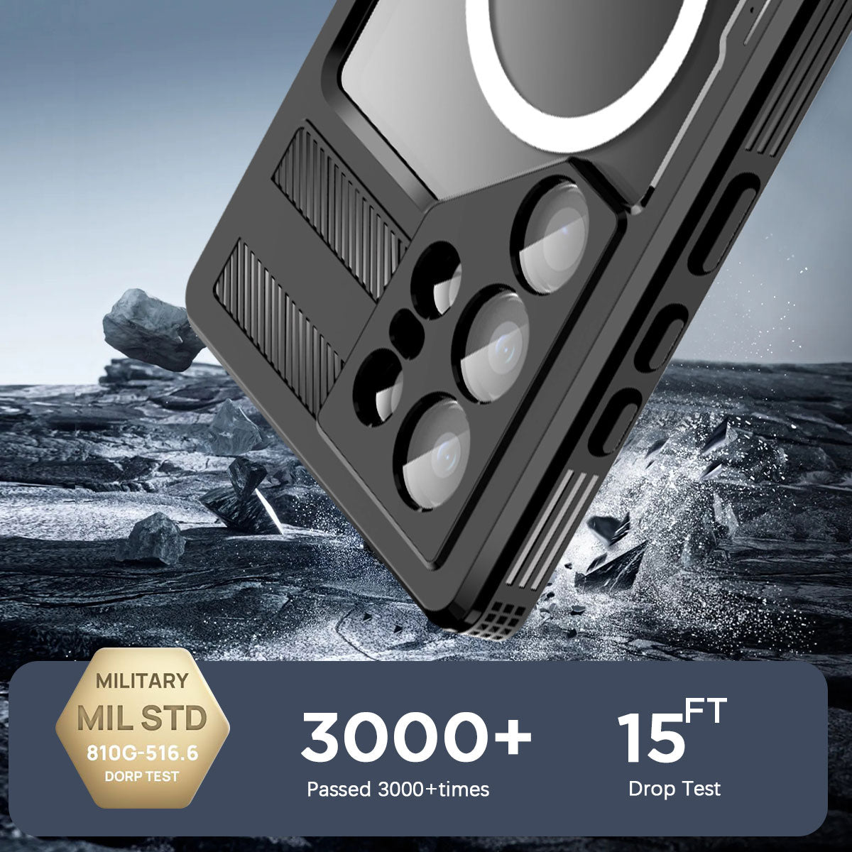 AICase Waterproof Case Samsung Galaxy S25 Ultra Black